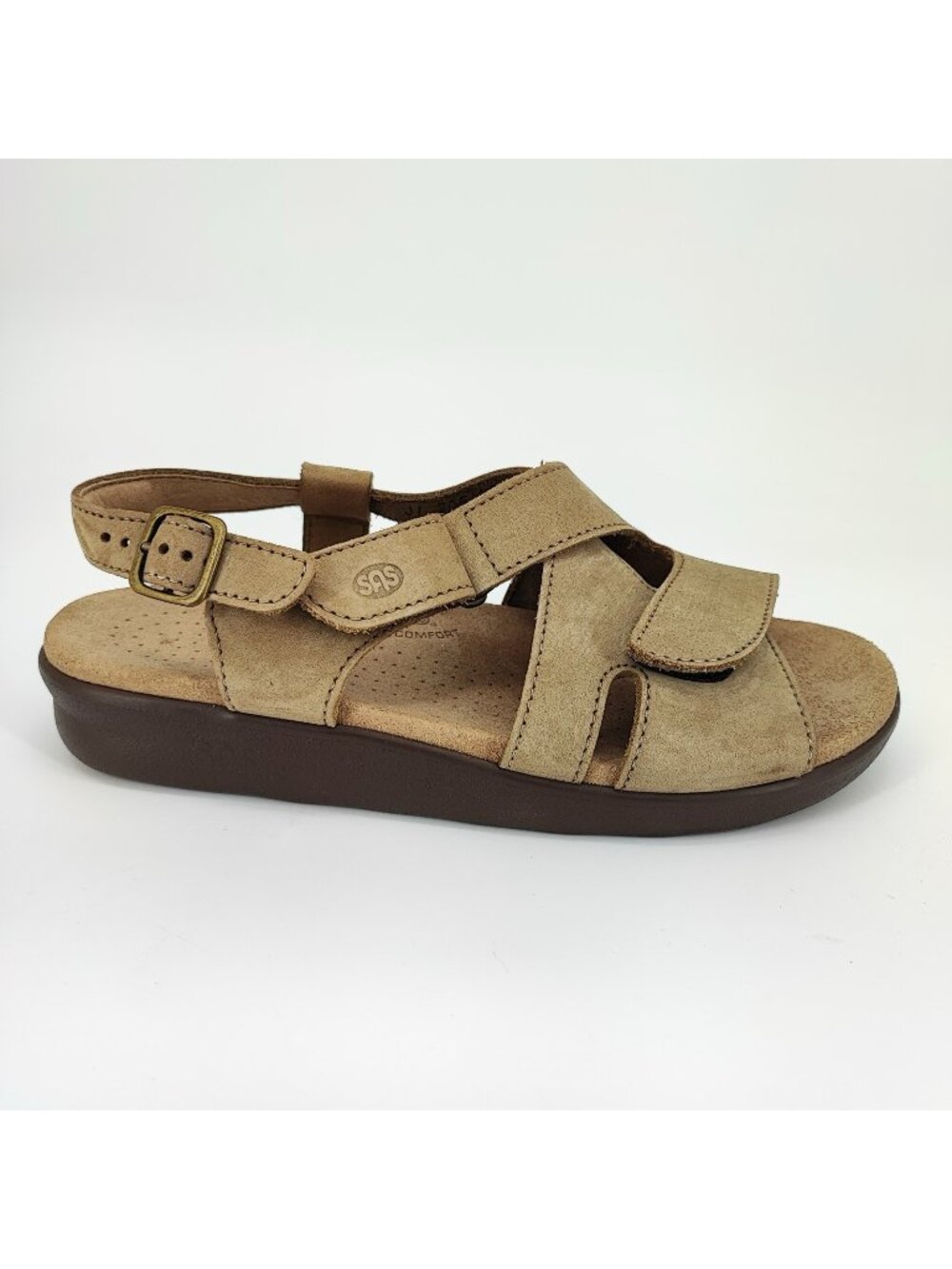 SAS Huggy Women’s Size 10.5 N US Sandals Slide Leather Beige Comfort 205149